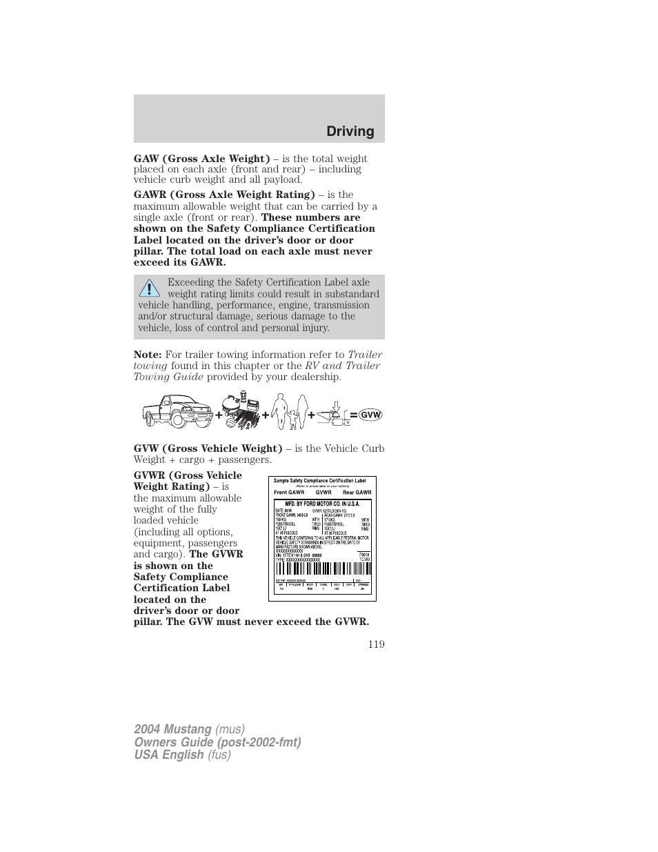 Driving | FORD 2004 Mustang v.2 User Manual | Page 119 / 240