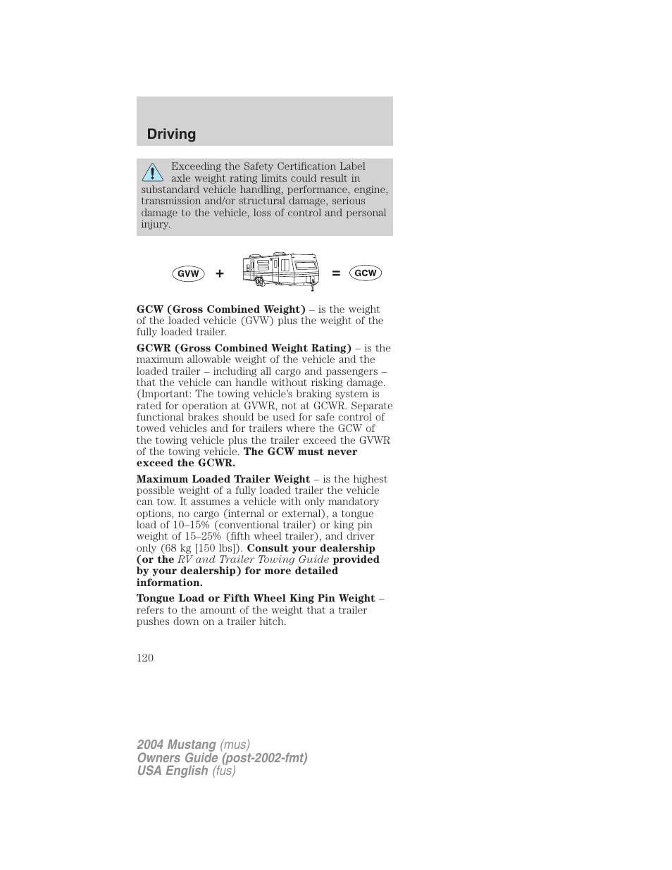 Driving | FORD 2004 Mustang v.2 User Manual | Page 120 / 240