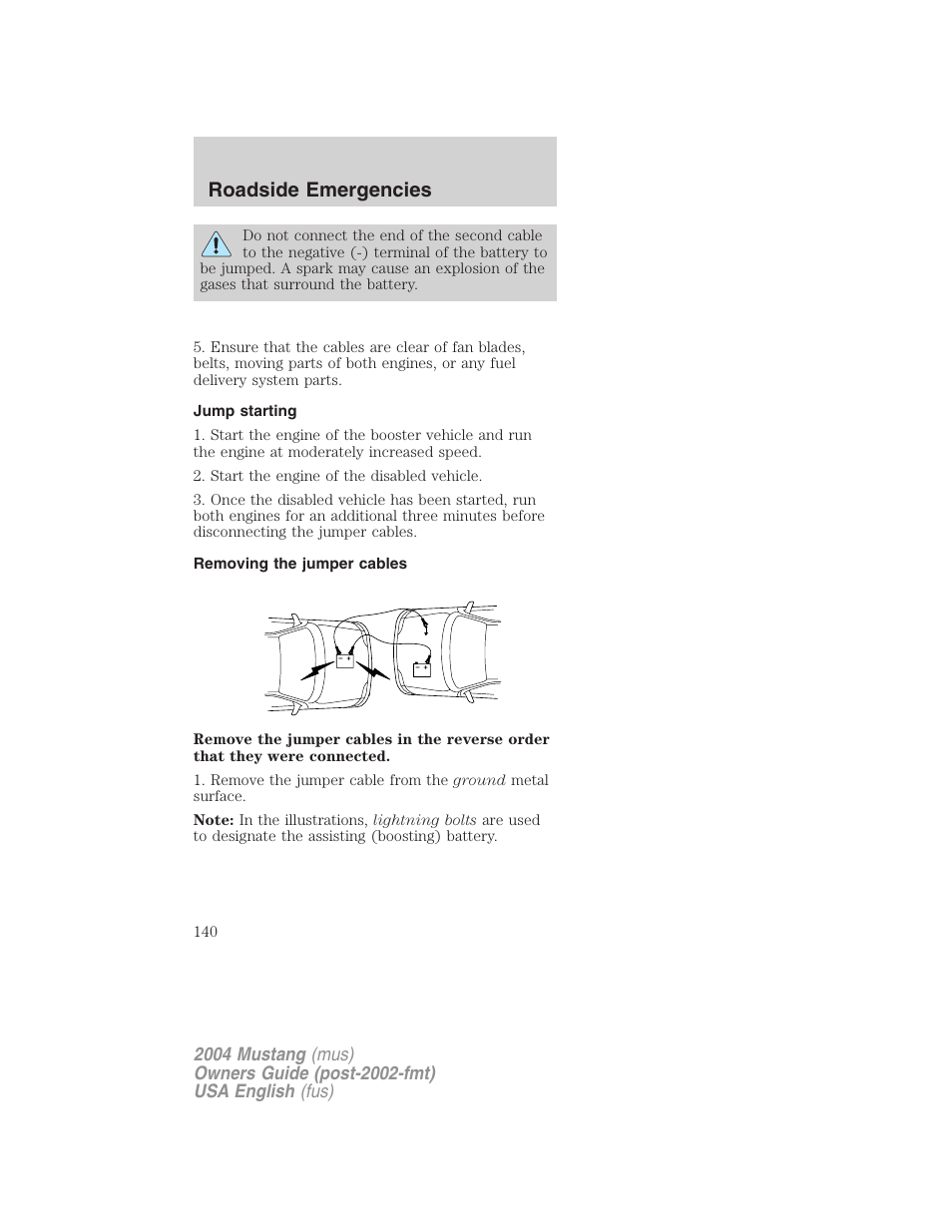 Roadside emergencies | FORD 2004 Mustang v.2 User Manual | Page 140 / 240