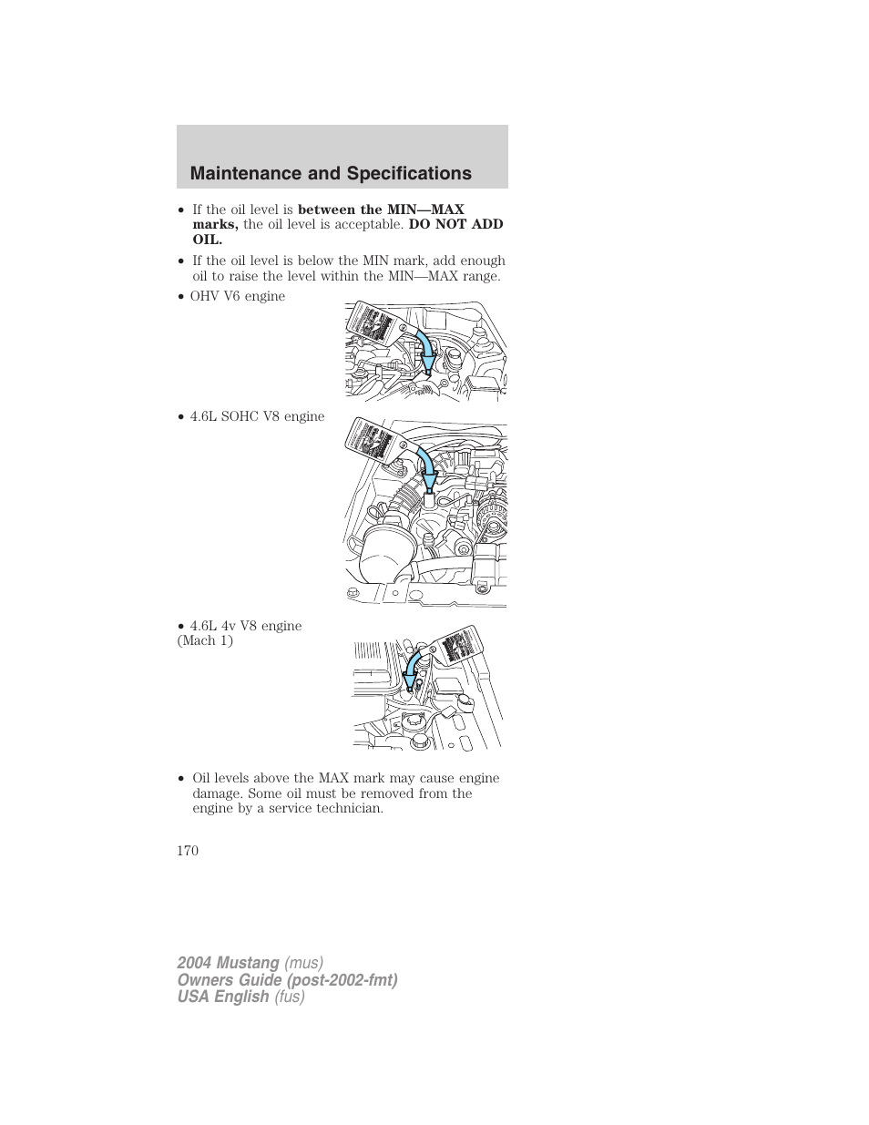 Maintenance and specifications | FORD 2004 Mustang v.2 User Manual | Page 170 / 240