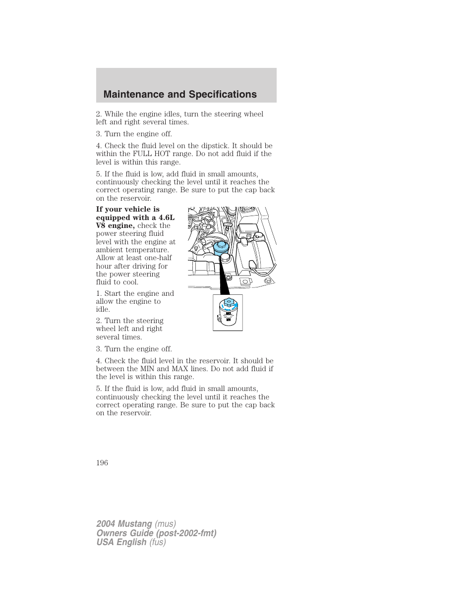 Maintenance and specifications | FORD 2004 Mustang v.2 User Manual | Page 196 / 240