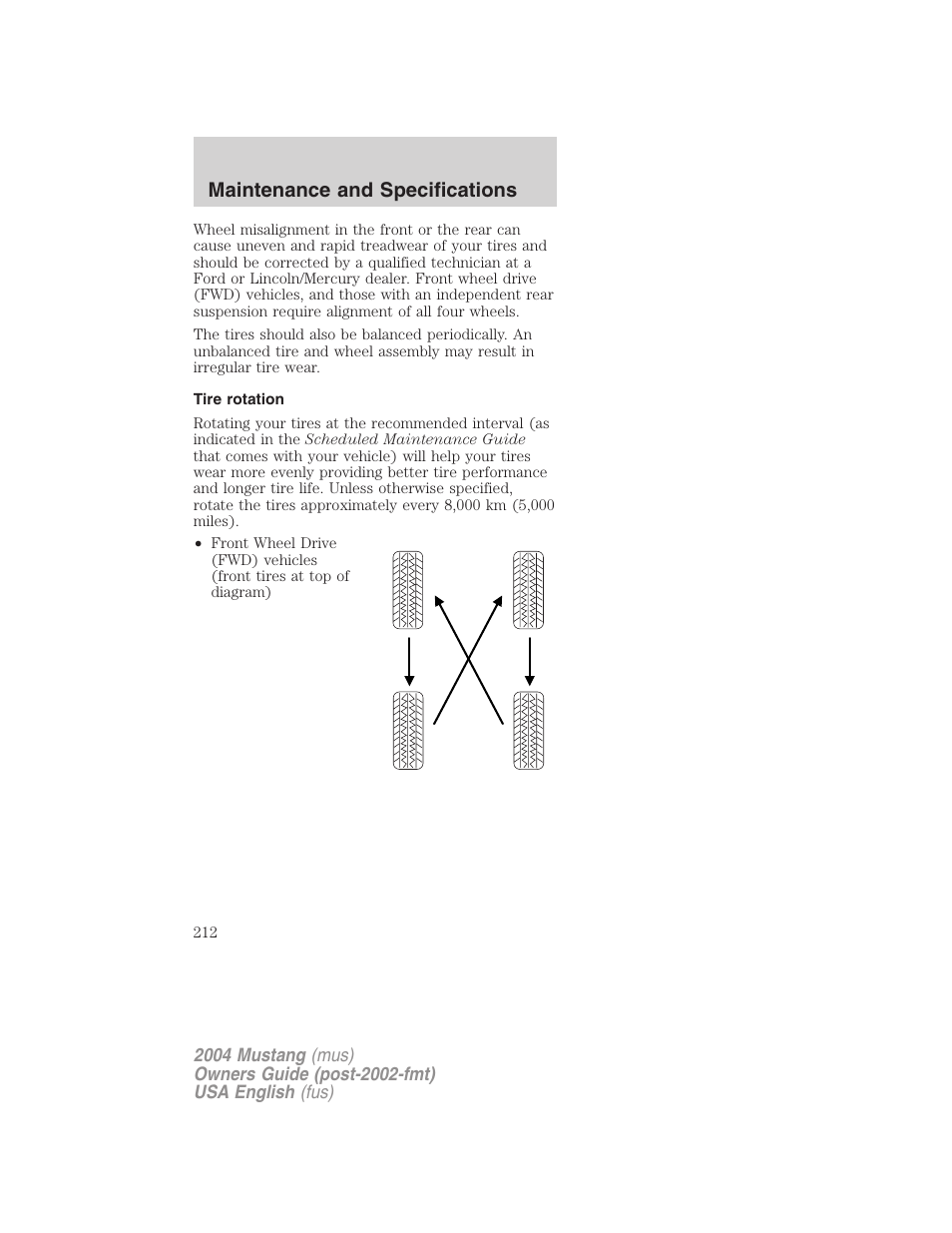 Maintenance and specifications | FORD 2004 Mustang v.2 User Manual | Page 212 / 240