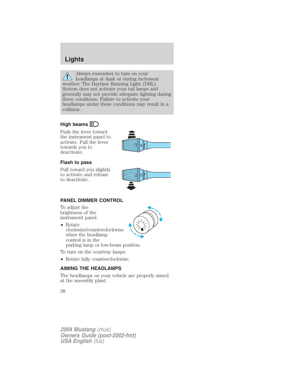 Lights | FORD 2004 Mustang v.2 User Manual | Page 38 / 240