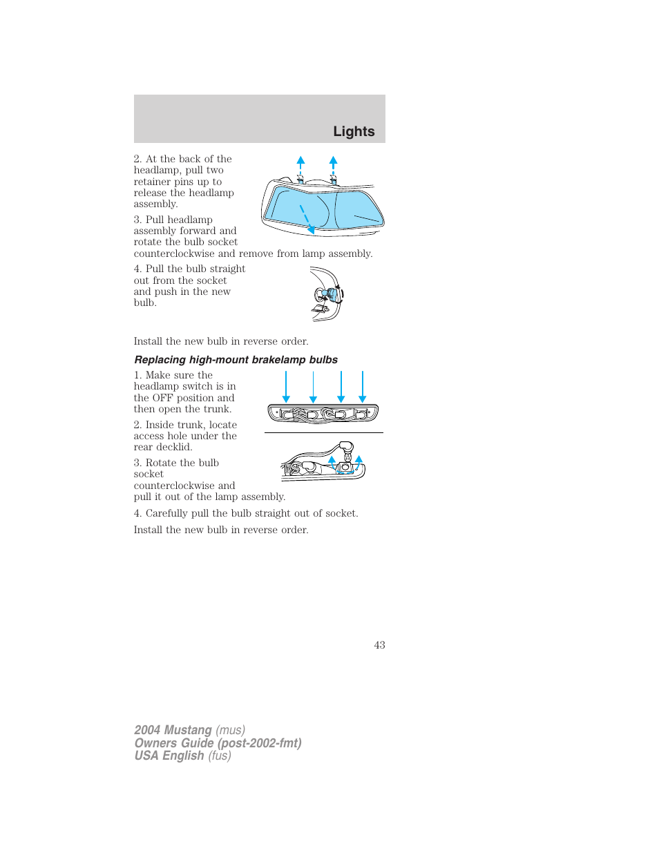 Lights | FORD 2004 Mustang v.2 User Manual | Page 43 / 240