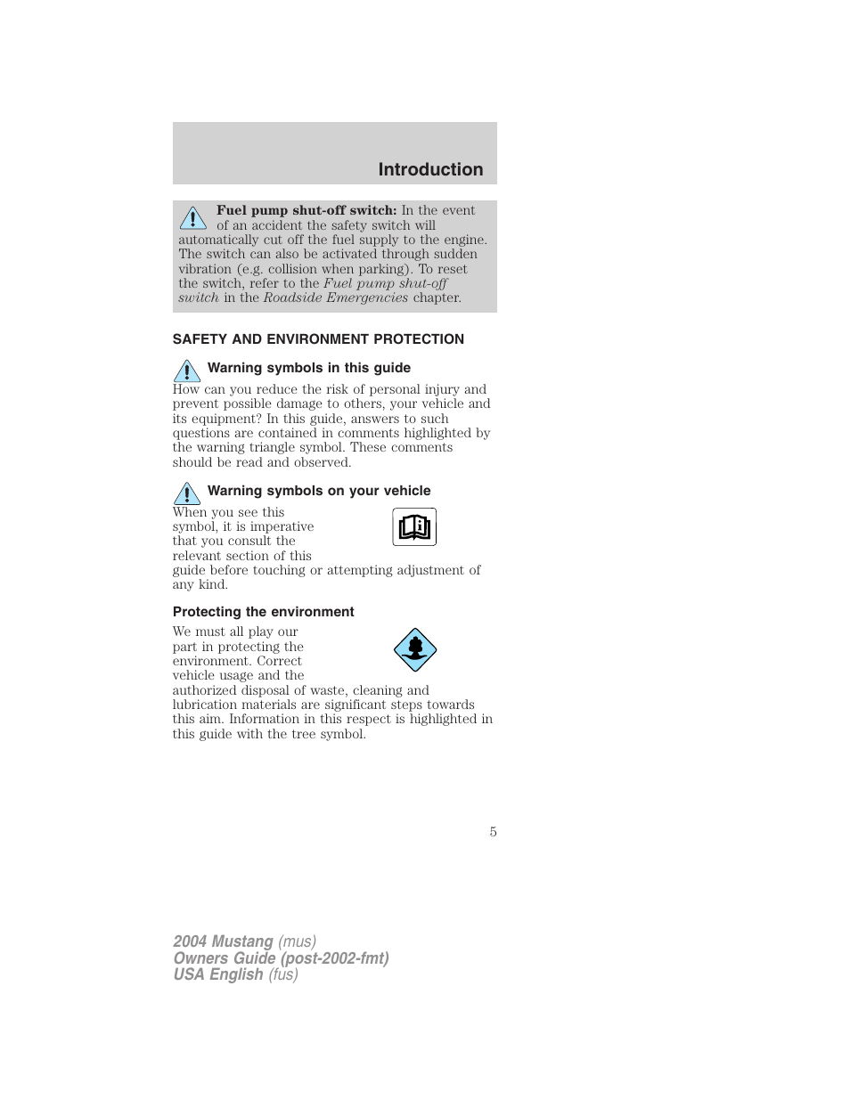 Introduction | FORD 2004 Mustang v.2 User Manual | Page 5 / 240