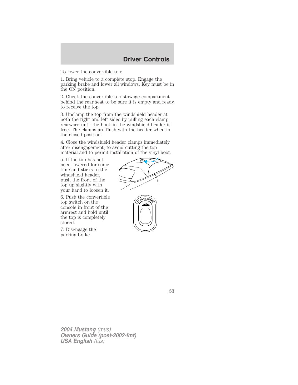 Driver controls | FORD 2004 Mustang v.2 User Manual | Page 53 / 240