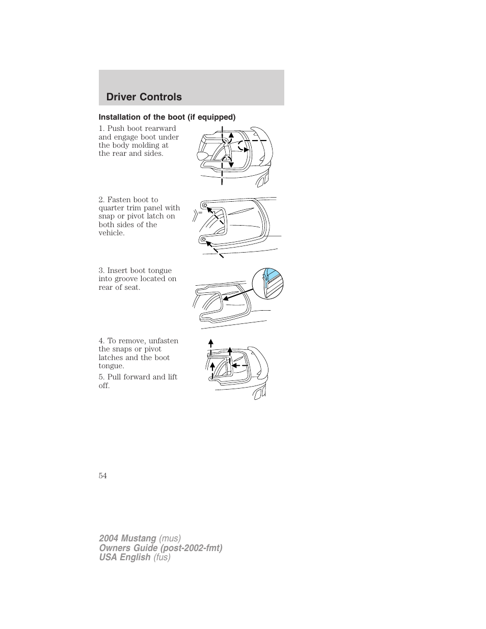 Driver controls | FORD 2004 Mustang v.2 User Manual | Page 54 / 240