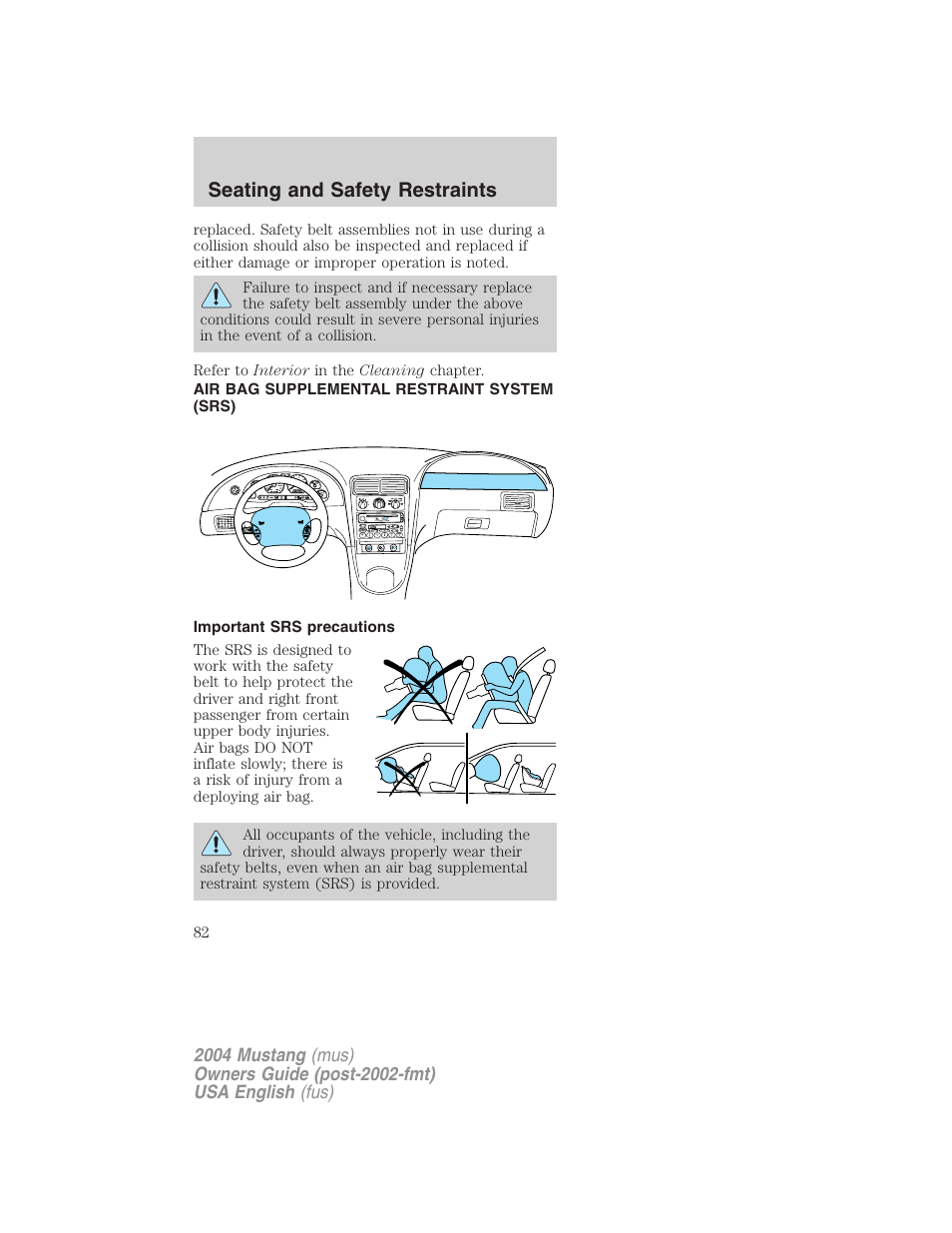 Seating and safety restraints | FORD 2004 Mustang v.2 User Manual | Page 82 / 240