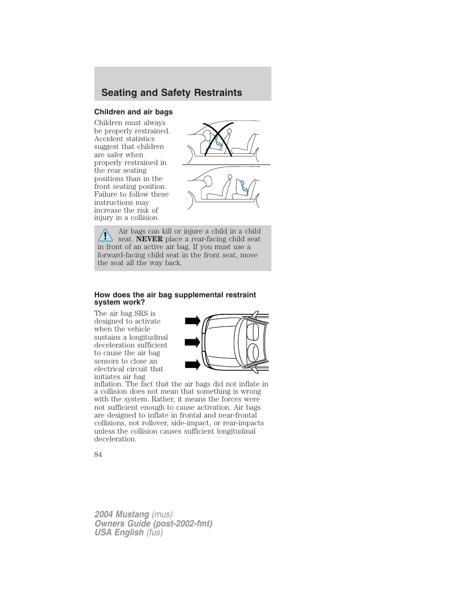 Seating and safety restraints | FORD 2004 Mustang v.2 User Manual | Page 84 / 240