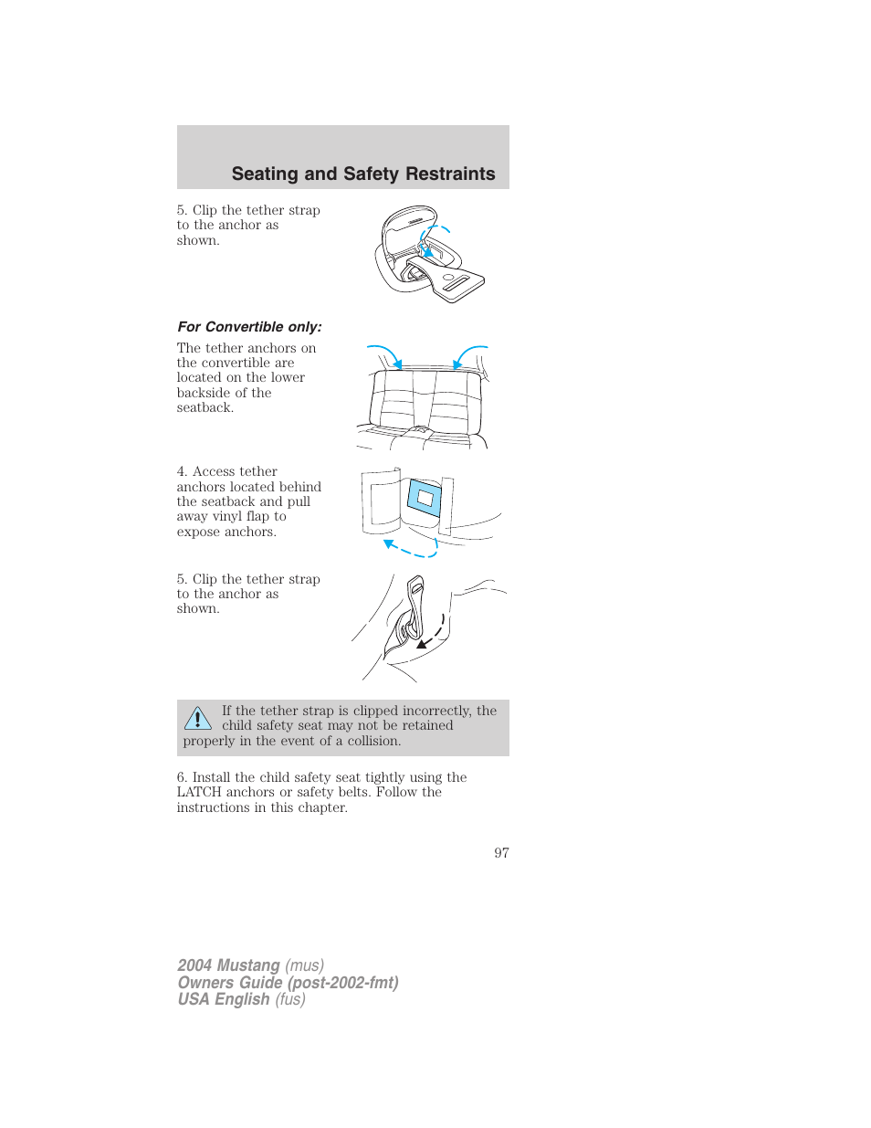 Seating and safety restraints | FORD 2004 Mustang v.2 User Manual | Page 97 / 240