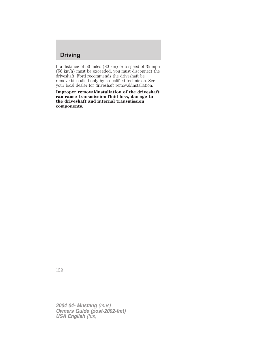 FORD 2004 Mustang v.3 User Manual | Page 122 / 240