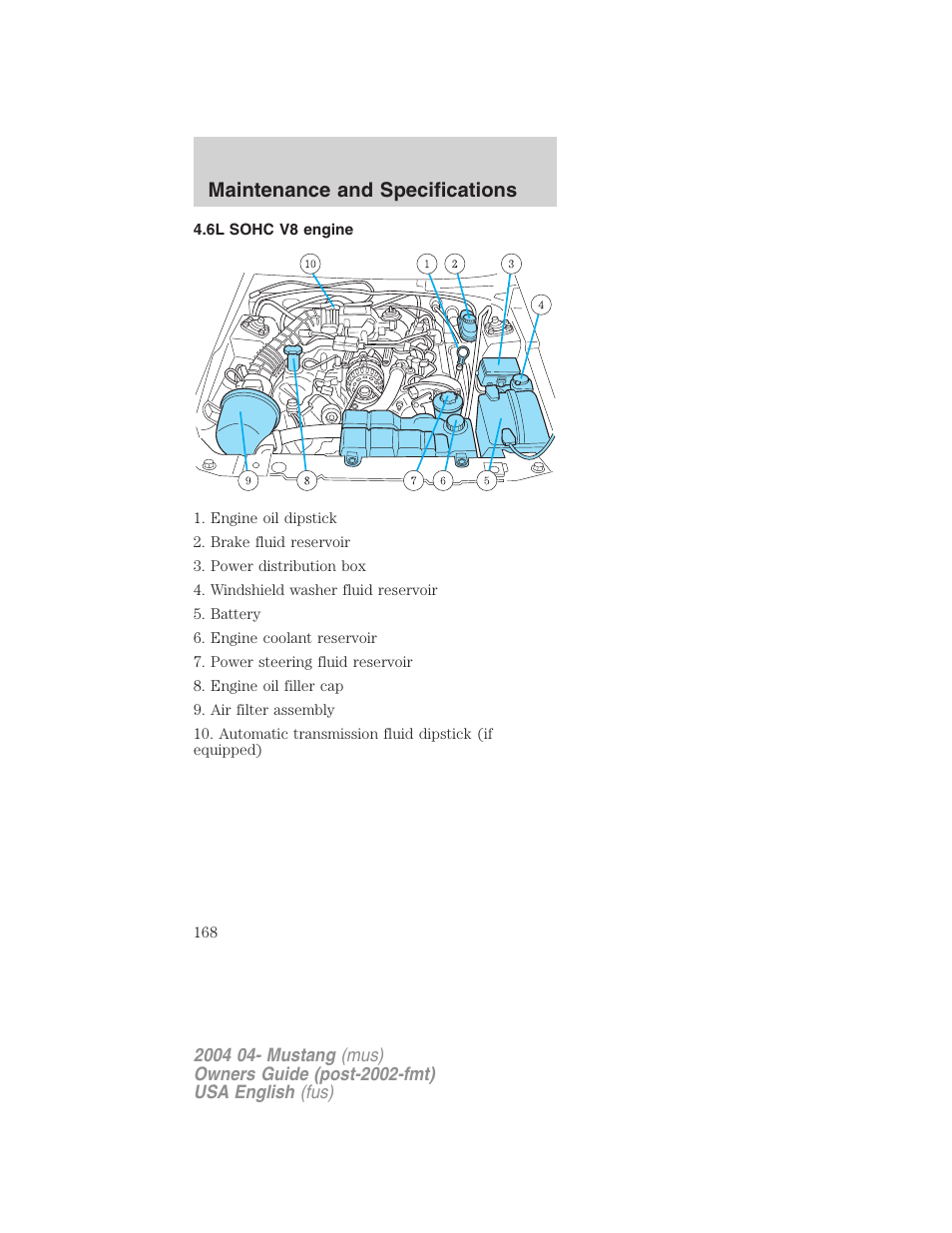 Maintenance and specifications | FORD 2004 Mustang v.3 User Manual | Page 168 / 240