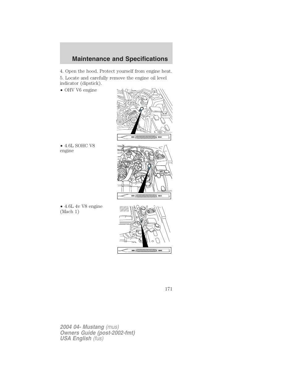 Maintenance and specifications | FORD 2004 Mustang v.3 User Manual | Page 171 / 240