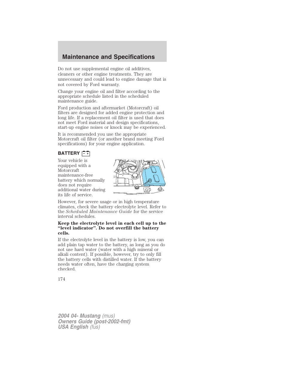 Maintenance and specifications | FORD 2004 Mustang v.3 User Manual | Page 174 / 240