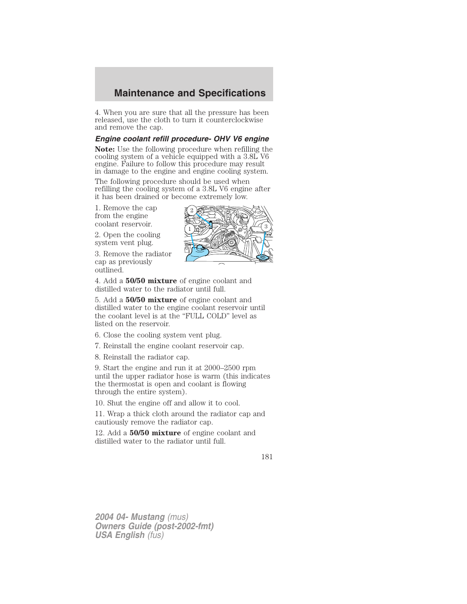 Maintenance and specifications | FORD 2004 Mustang v.3 User Manual | Page 181 / 240