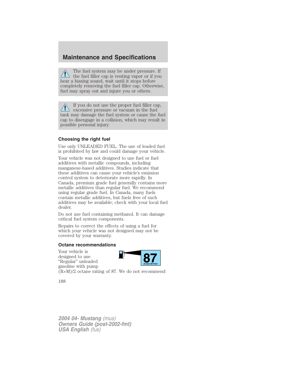 FORD 2004 Mustang v.3 User Manual | Page 188 / 240