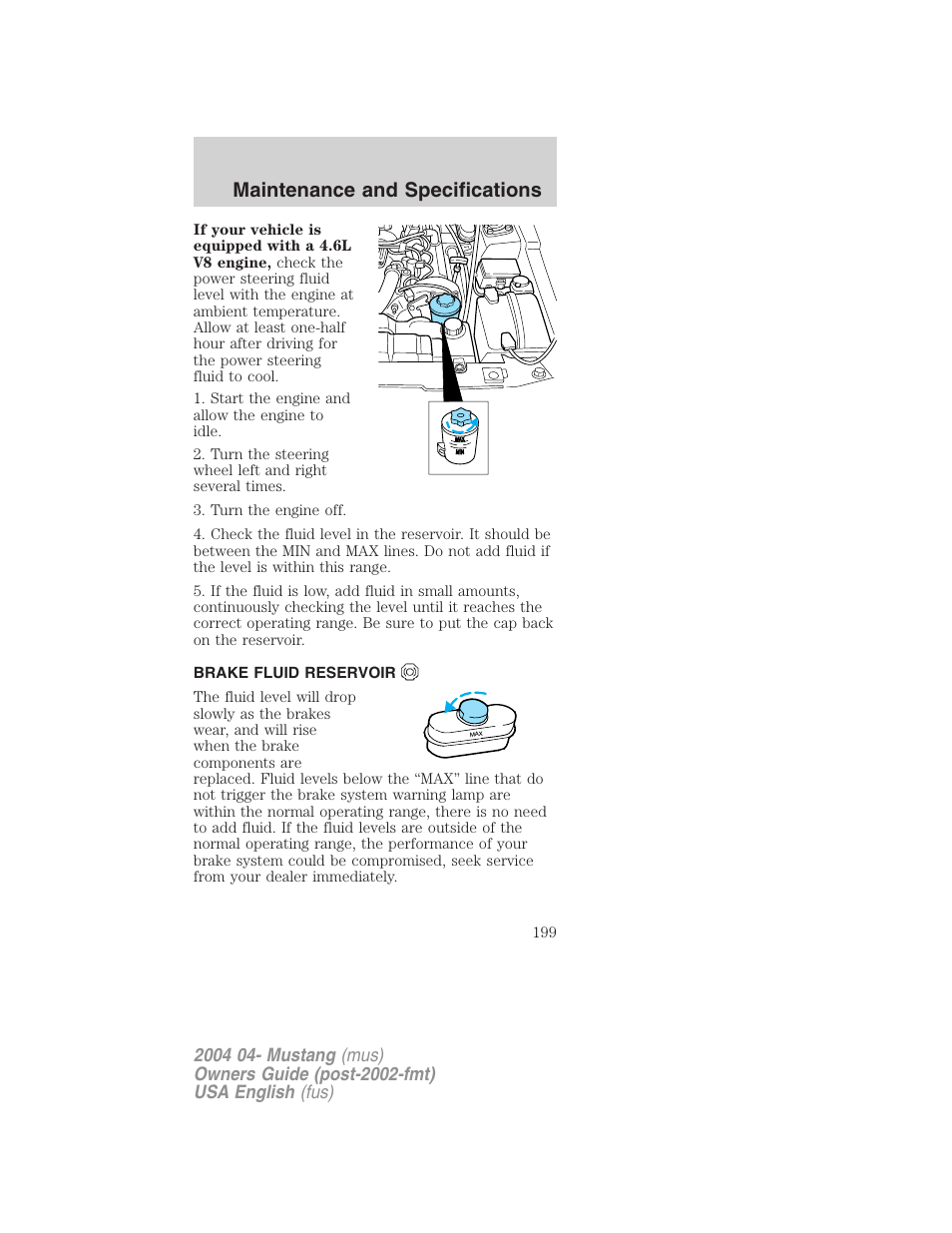 Maintenance and specifications | FORD 2004 Mustang v.3 User Manual | Page 199 / 240