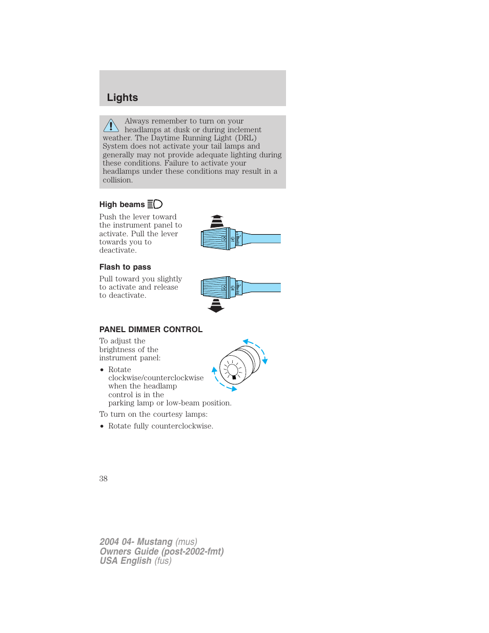 Lights | FORD 2004 Mustang v.3 User Manual | Page 38 / 240