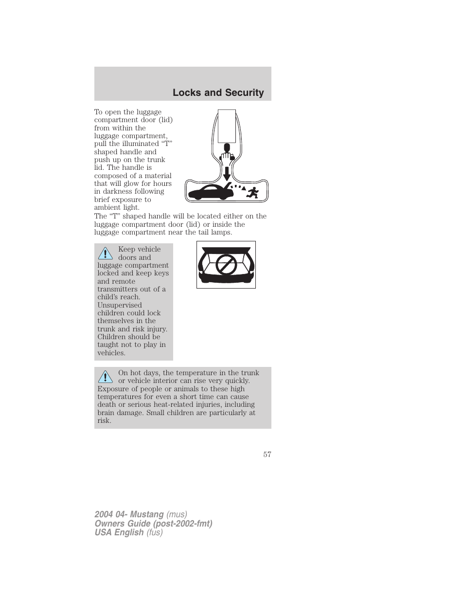 Locks and security | FORD 2004 Mustang v.3 User Manual | Page 57 / 240