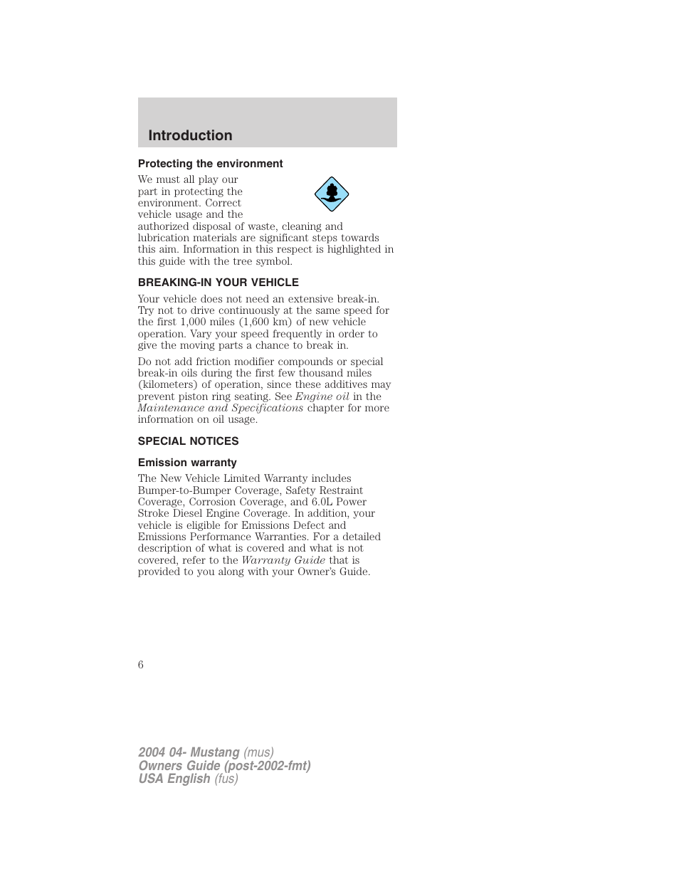 Introduction | FORD 2004 Mustang v.3 User Manual | Page 6 / 240