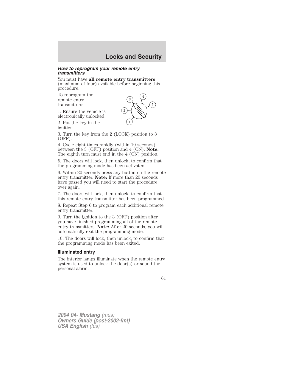 Locks and security | FORD 2004 Mustang v.3 User Manual | Page 61 / 240