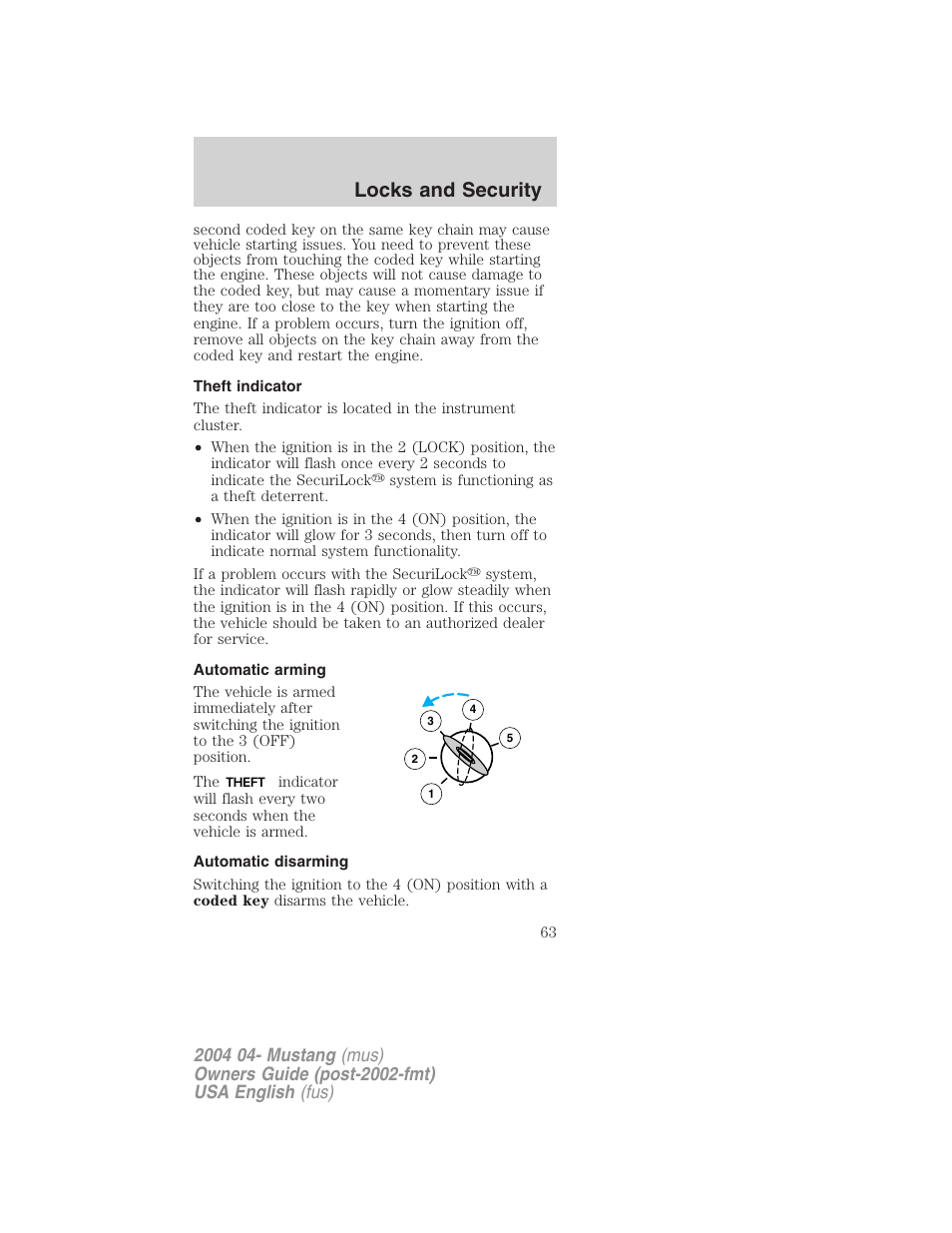 Locks and security | FORD 2004 Mustang v.3 User Manual | Page 63 / 240