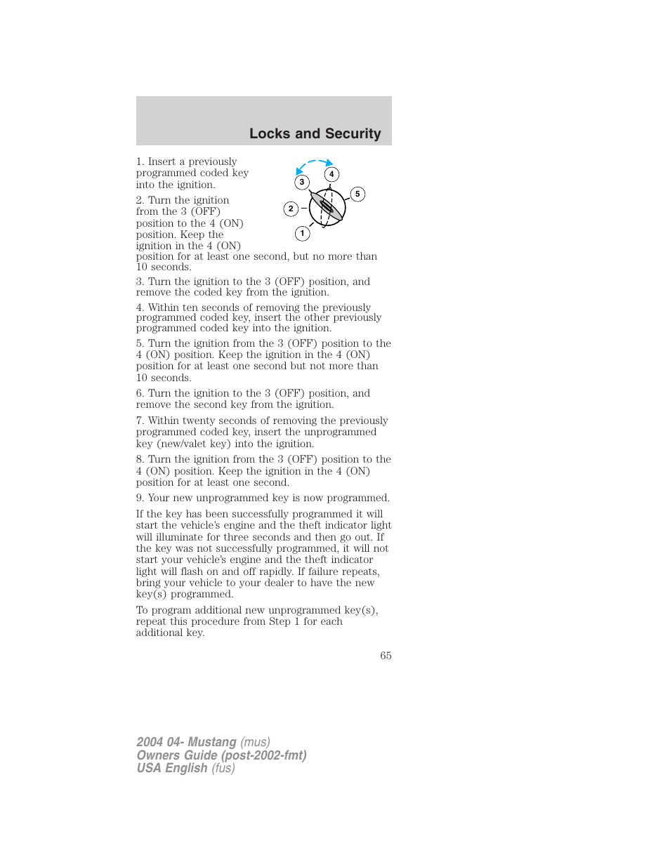 Locks and security | FORD 2004 Mustang v.3 User Manual | Page 65 / 240