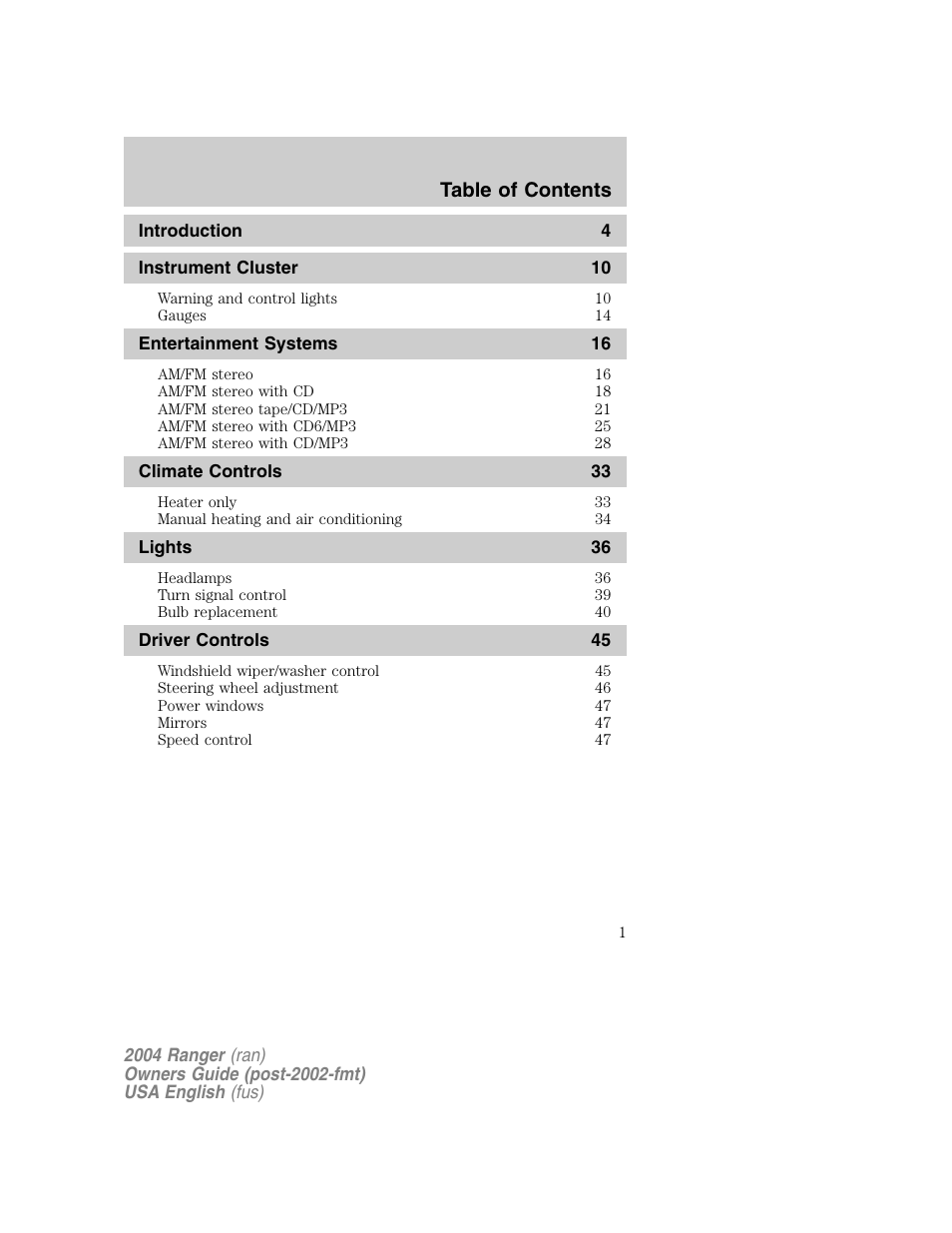FORD 2004 Ranger v.1 User Manual | 248 pages