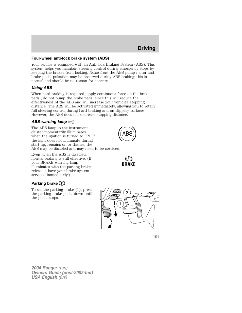 Driving | FORD 2004 Ranger v.1 User Manual | Page 101 / 248