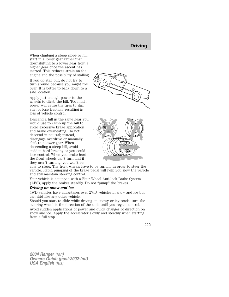 Driving | FORD 2004 Ranger v.1 User Manual | Page 115 / 248