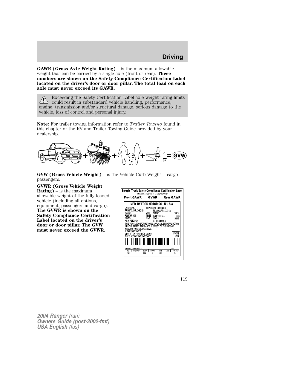 Driving | FORD 2004 Ranger v.1 User Manual | Page 119 / 248