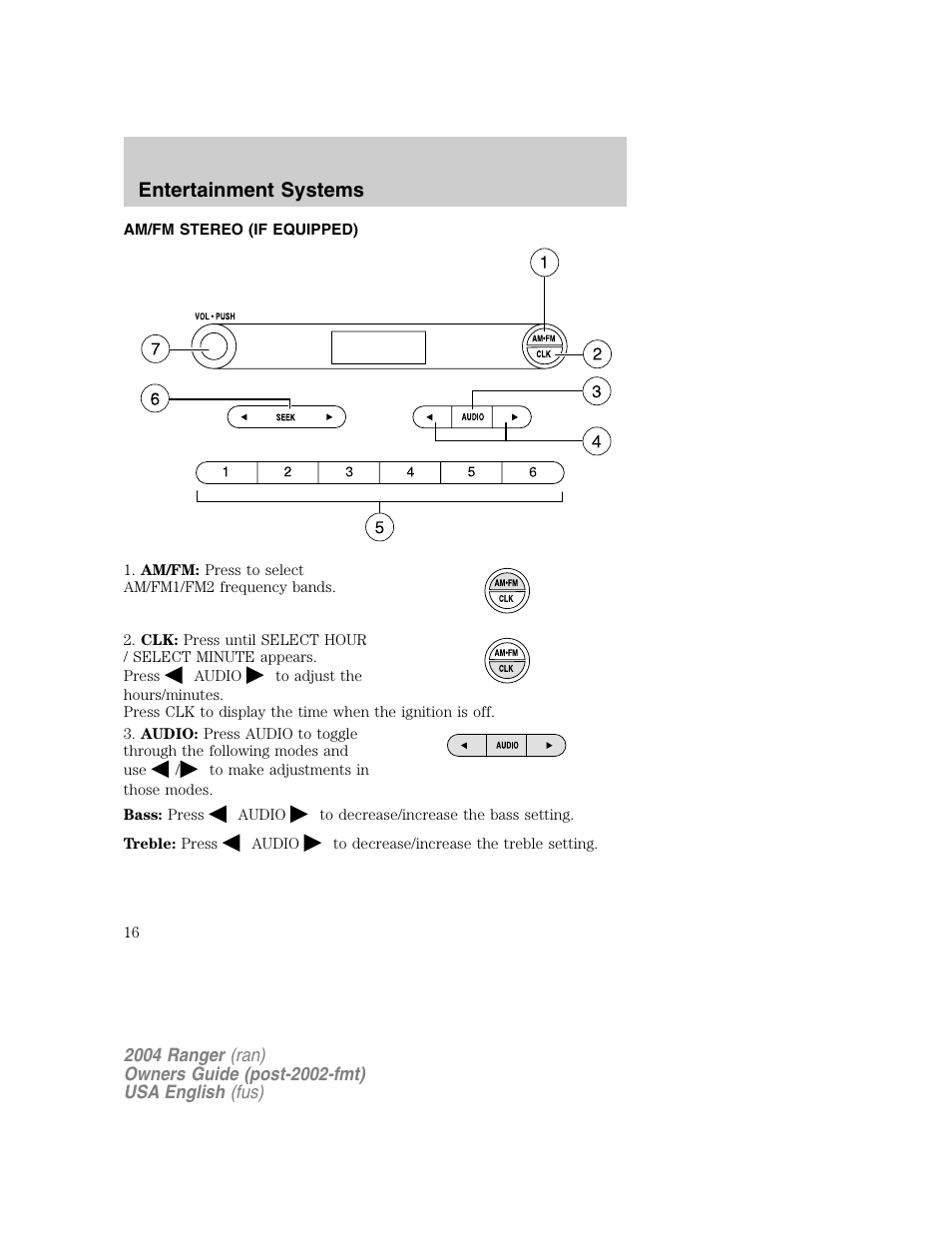 Entertainment systems | FORD 2004 Ranger v.1 User Manual | Page 16 / 248