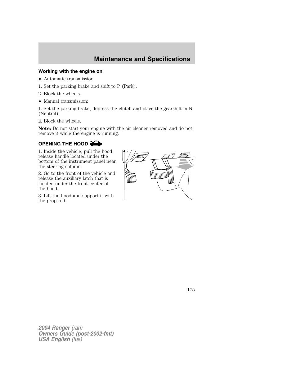 Maintenance and specifications | FORD 2004 Ranger v.1 User Manual | Page 175 / 248