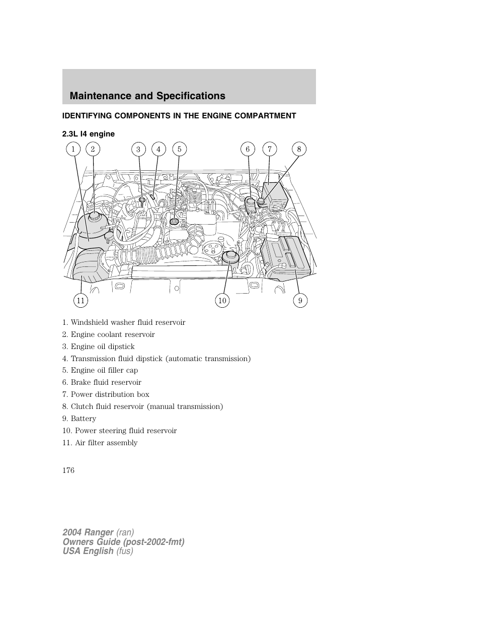 Maintenance and specifications | FORD 2004 Ranger v.1 User Manual | Page 176 / 248