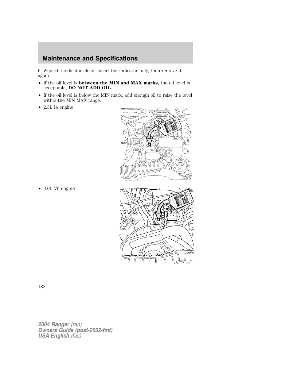 Maintenance and specifications | FORD 2004 Ranger v.1 User Manual | Page 182 / 248