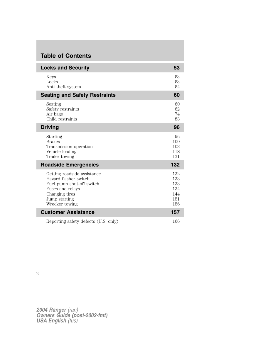 FORD 2004 Ranger v.1 User Manual | Page 2 / 248
