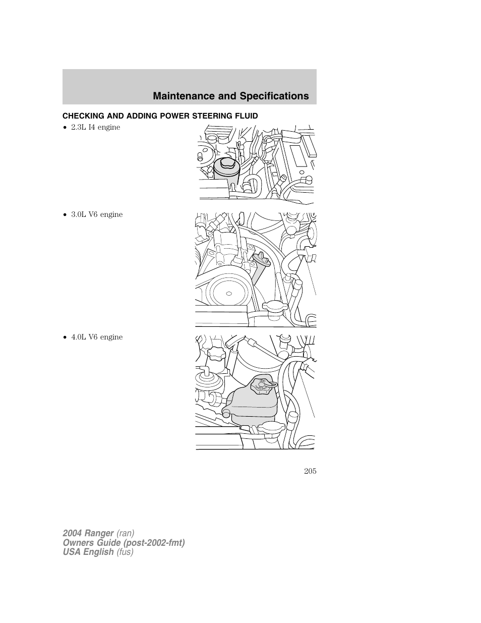 Maintenance and specifications | FORD 2004 Ranger v.1 User Manual | Page 205 / 248