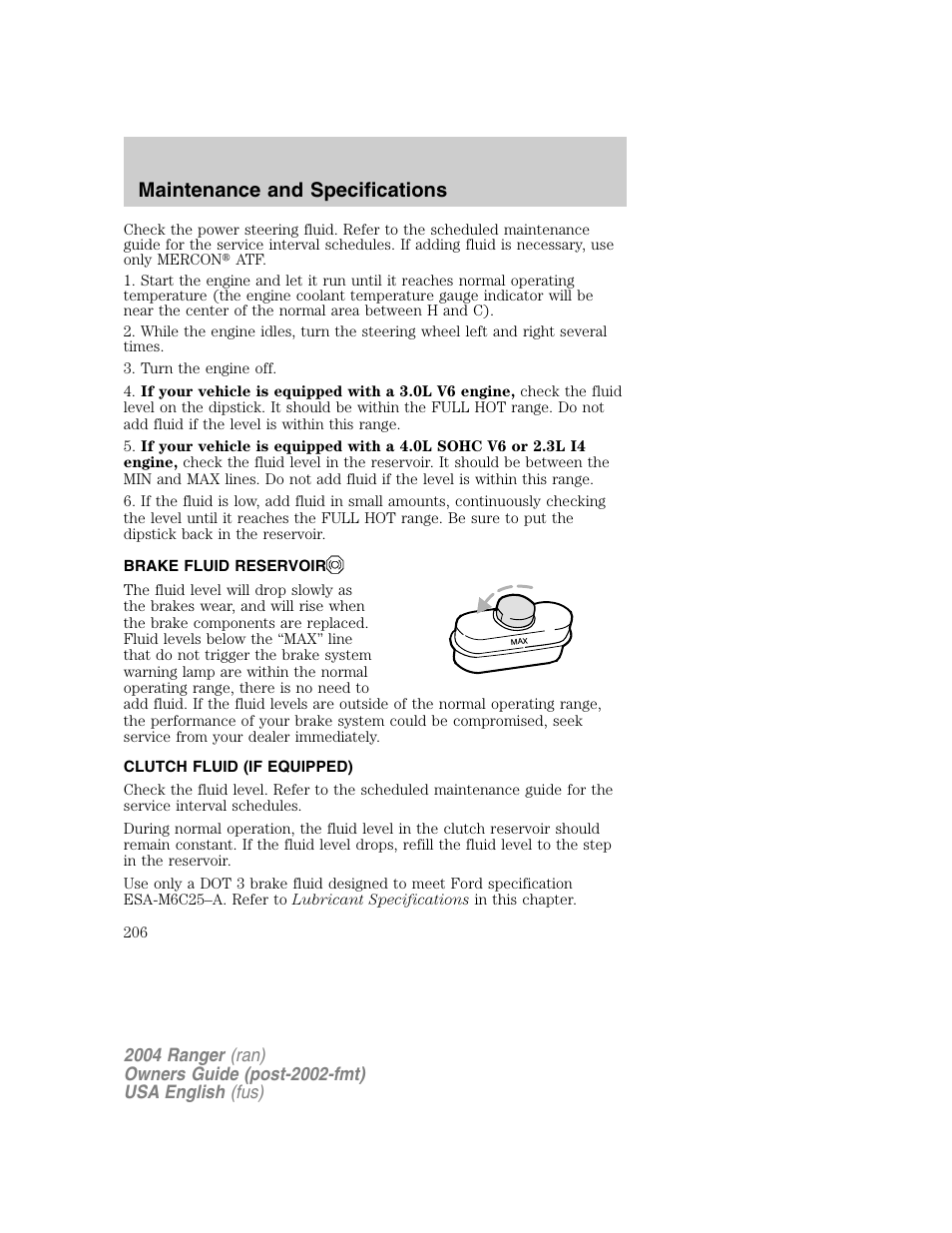 Maintenance and specifications | FORD 2004 Ranger v.1 User Manual | Page 206 / 248