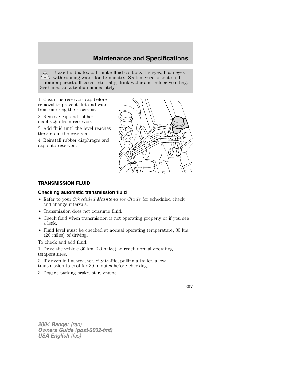 Maintenance and specifications | FORD 2004 Ranger v.1 User Manual | Page 207 / 248