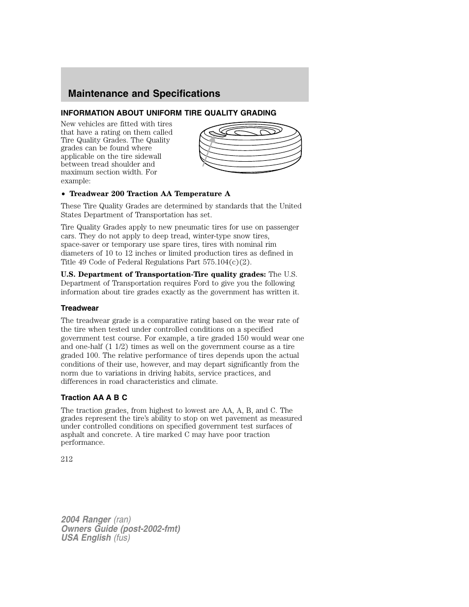 Maintenance and specifications | FORD 2004 Ranger v.1 User Manual | Page 212 / 248