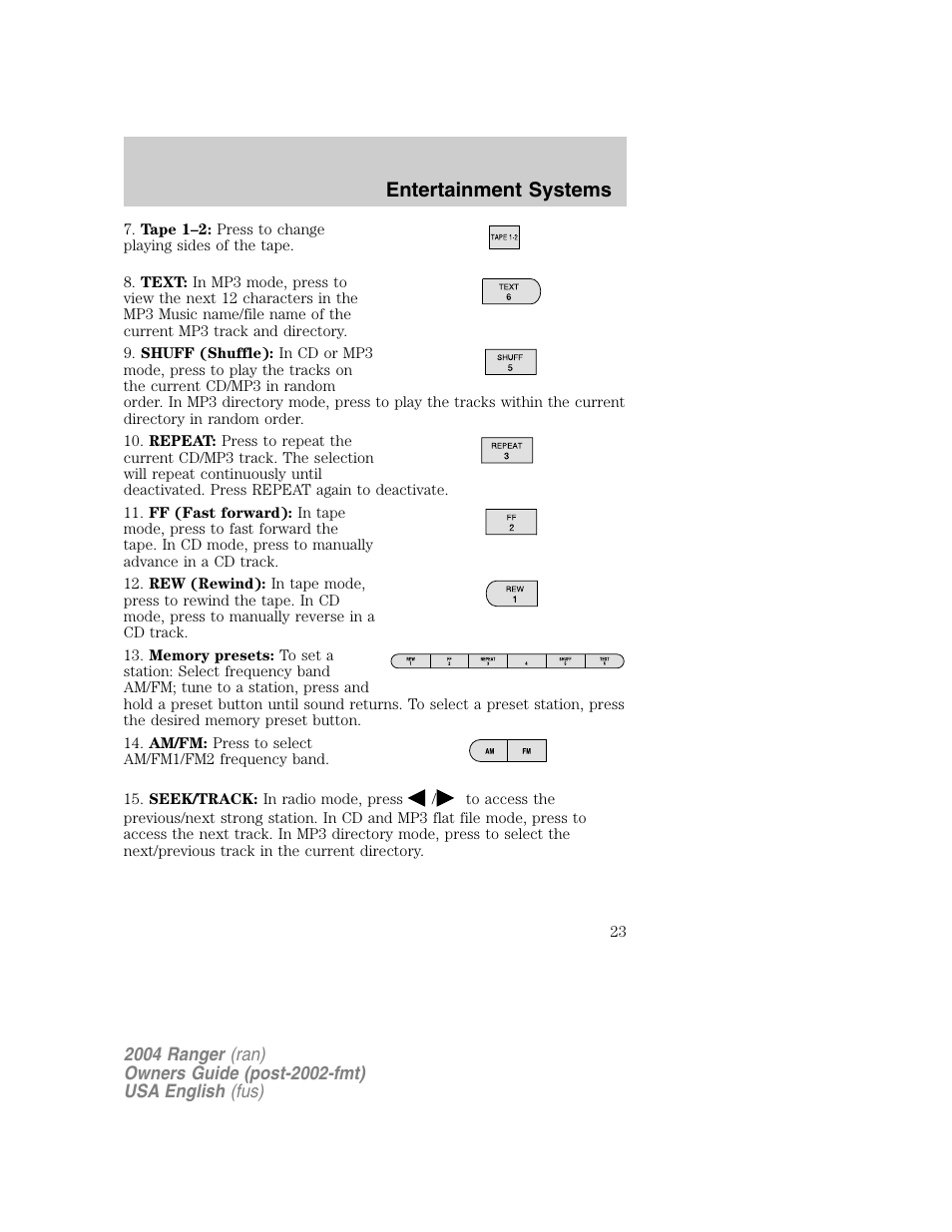 Entertainment systems | FORD 2004 Ranger v.1 User Manual | Page 23 / 248