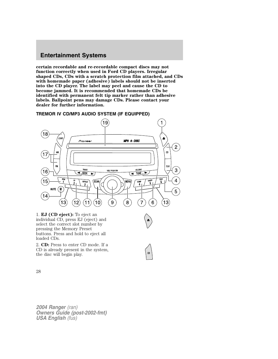 Entertainment systems | FORD 2004 Ranger v.1 User Manual | Page 28 / 248