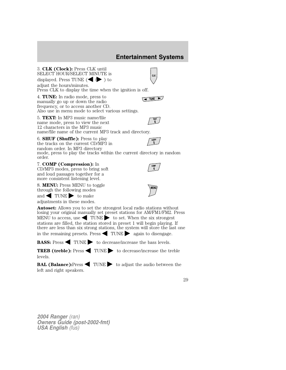 Entertainment systems | FORD 2004 Ranger v.1 User Manual | Page 29 / 248
