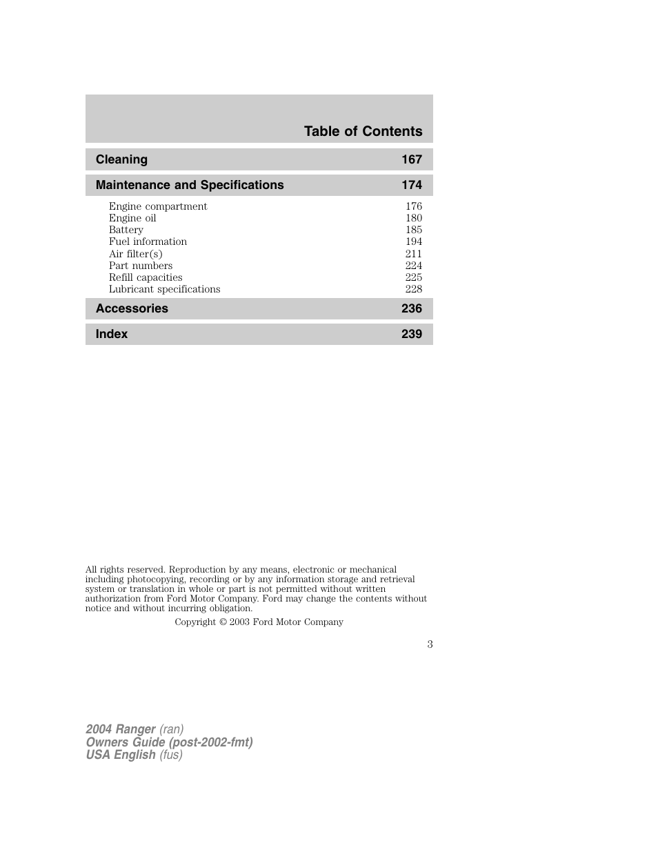 FORD 2004 Ranger v.1 User Manual | Page 3 / 248