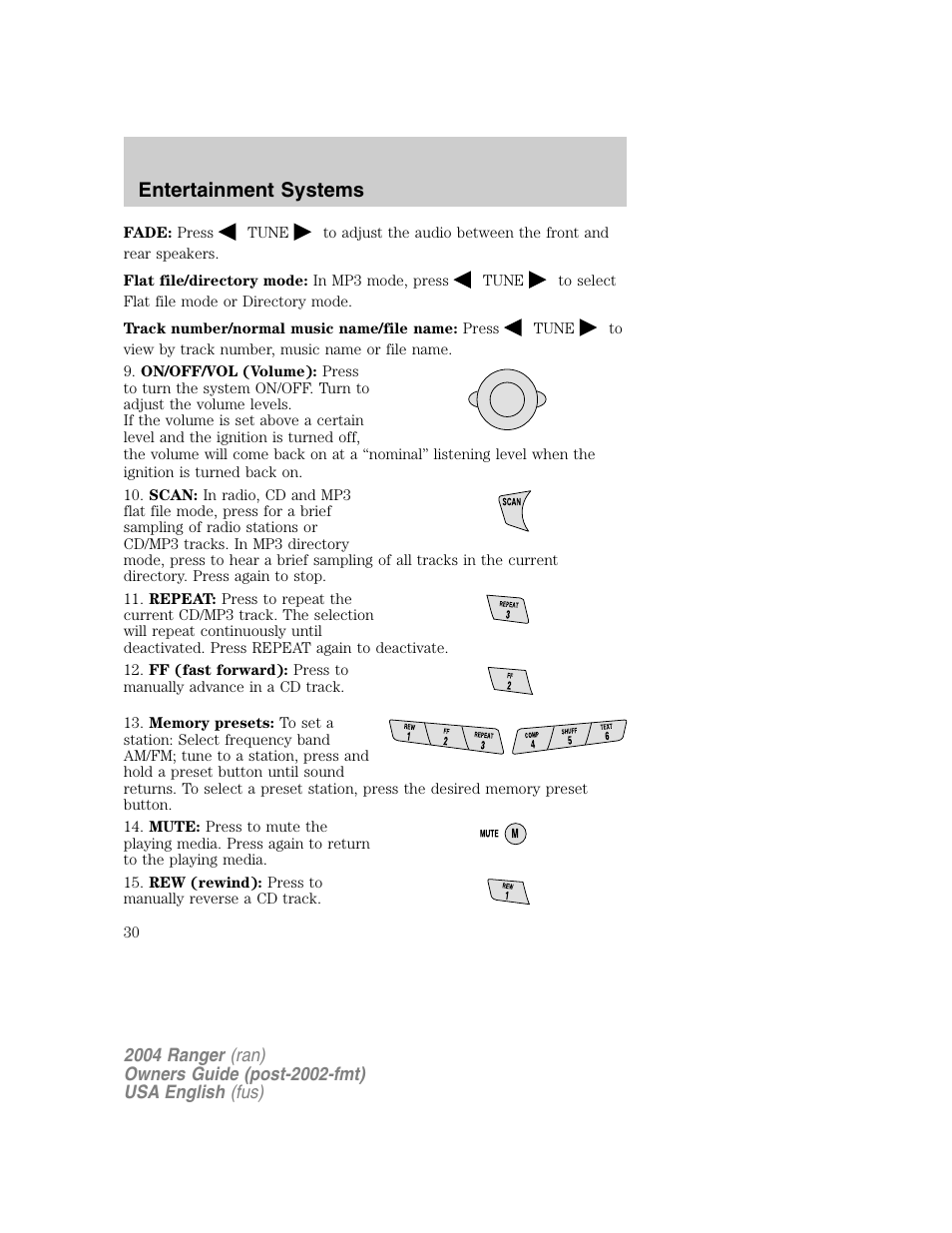 Entertainment systems | FORD 2004 Ranger v.1 User Manual | Page 30 / 248