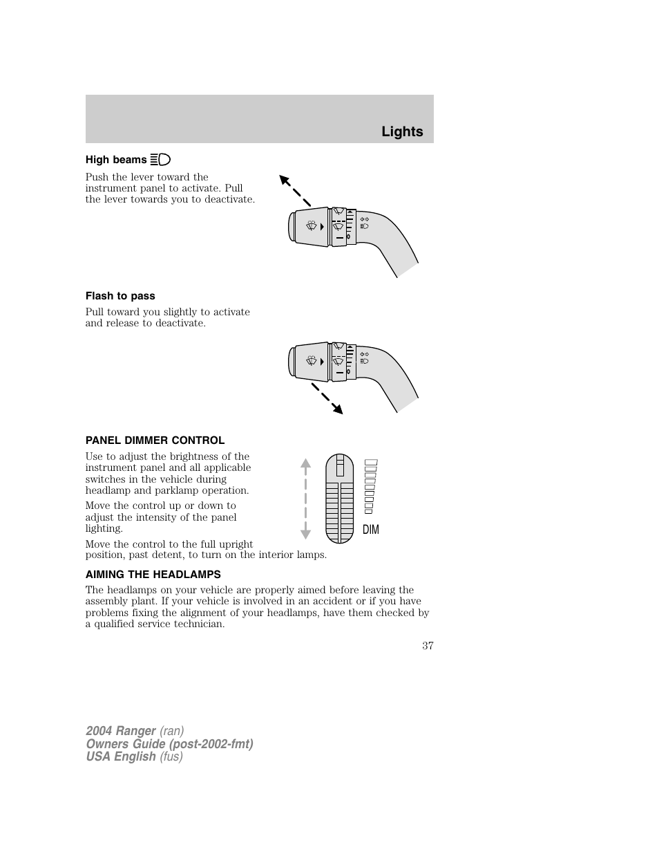 Lights | FORD 2004 Ranger v.1 User Manual | Page 37 / 248