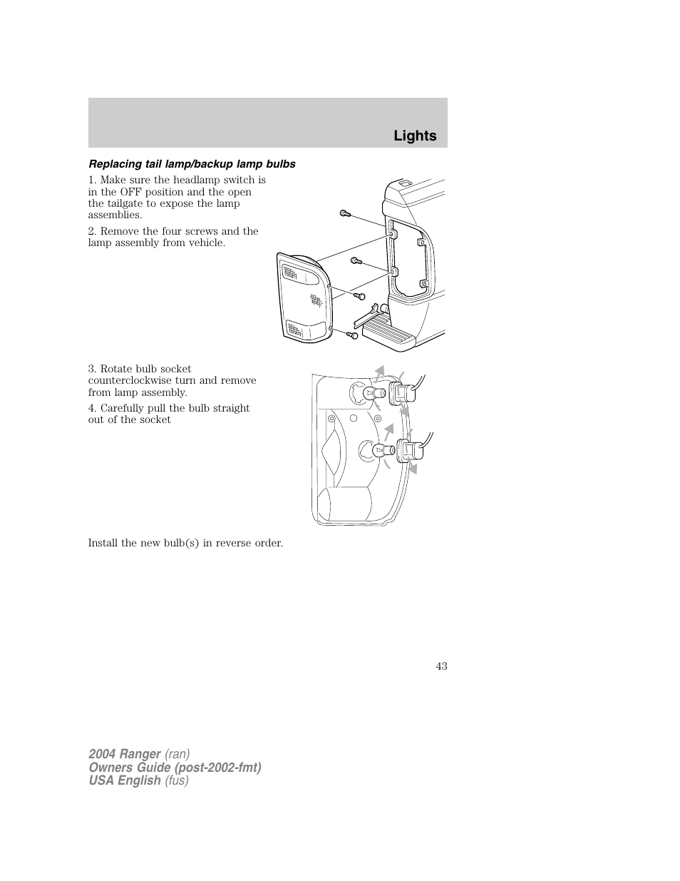 Lights | FORD 2004 Ranger v.1 User Manual | Page 43 / 248