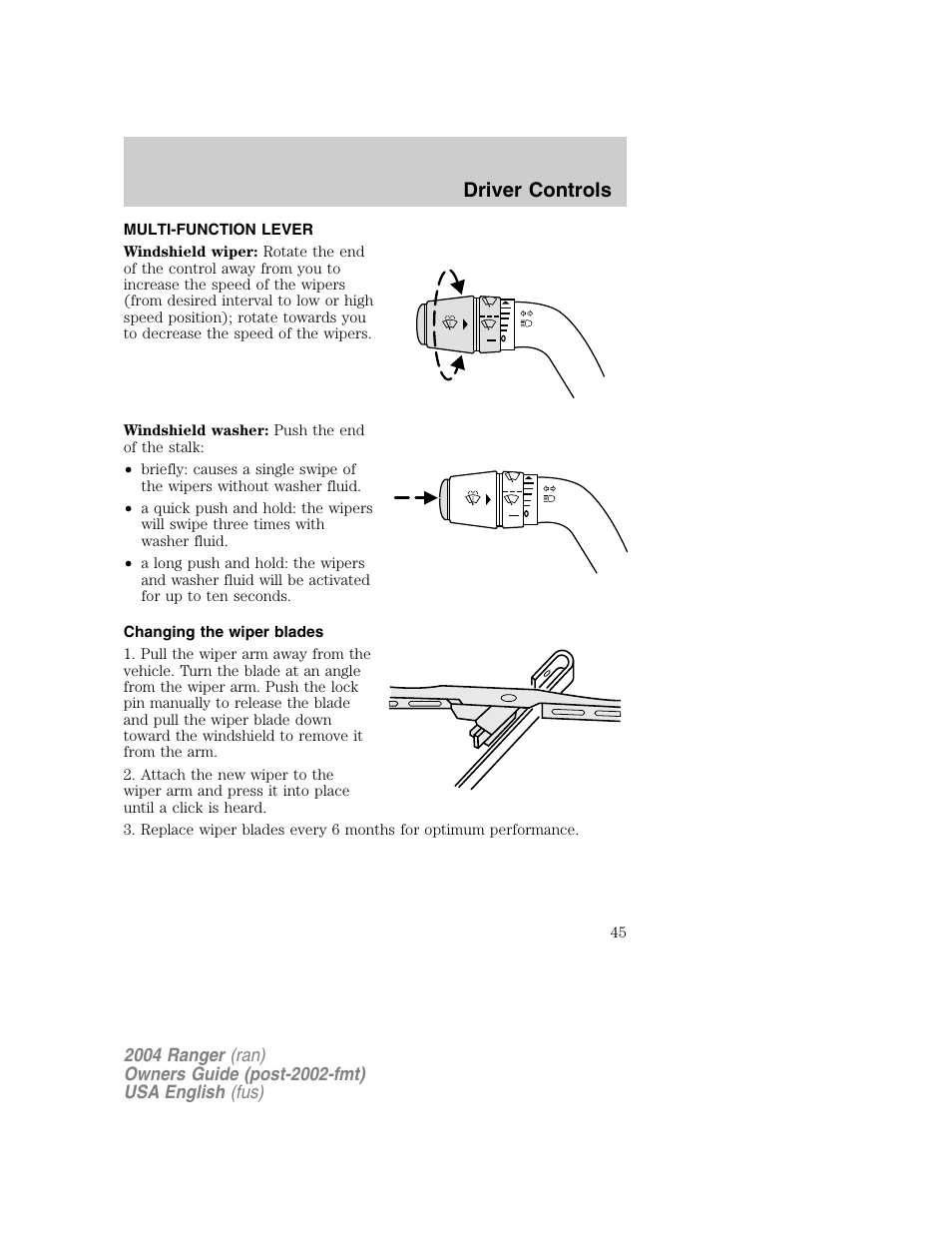 Driver controls | FORD 2004 Ranger v.1 User Manual | Page 45 / 248