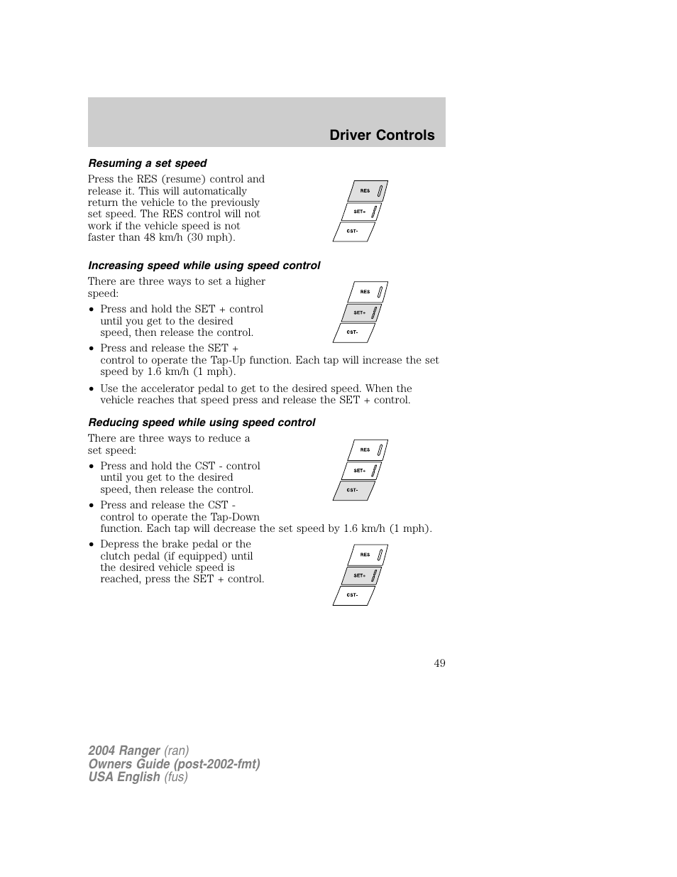 Driver controls | FORD 2004 Ranger v.1 User Manual | Page 49 / 248