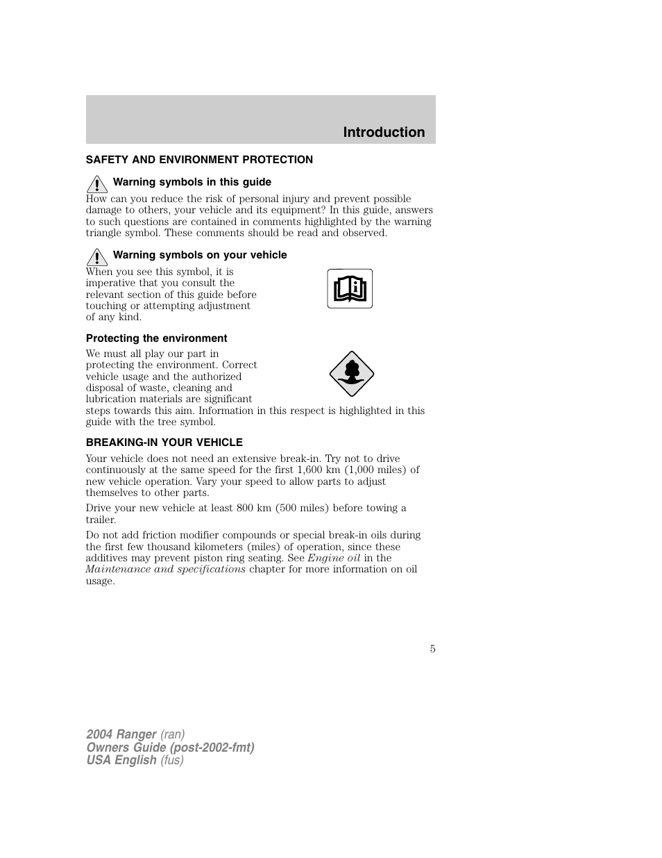 Introduction | FORD 2004 Ranger v.1 User Manual | Page 5 / 248